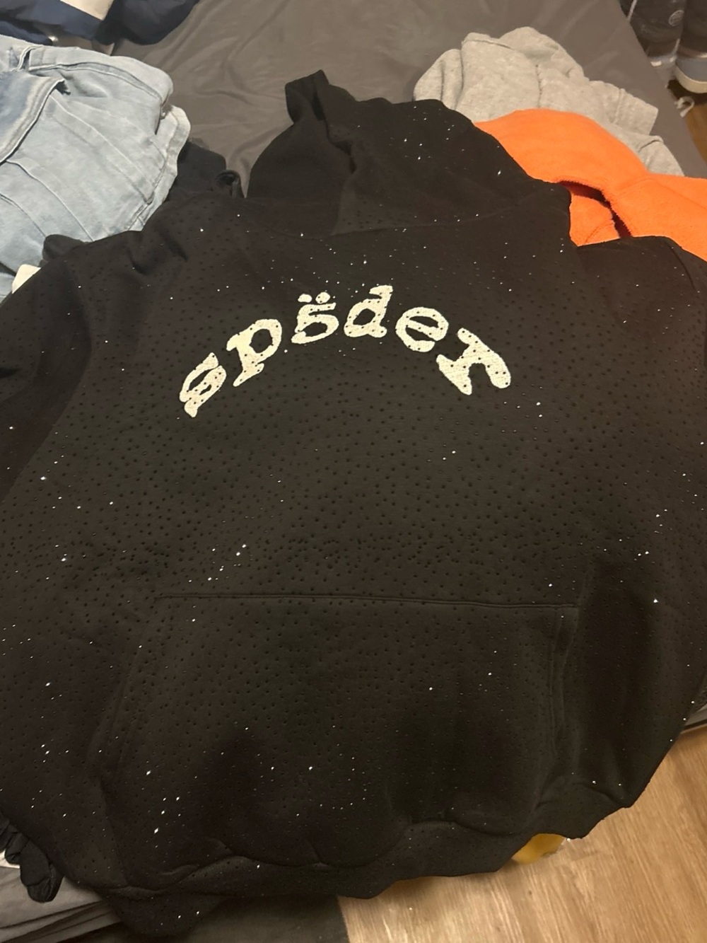 Black sp5der rhinestone Hoodie